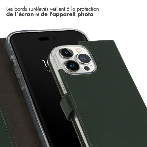 Selencia Étui portefeuille en cuir véritable Apple iPhone 14 Pro Max - Vert