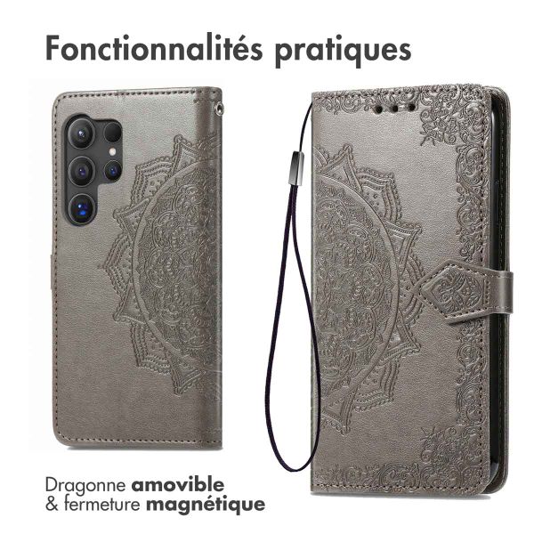 imoshion Etui de téléphone portefeuille Mandala Samsung Galaxy S24 Ultra - Gris