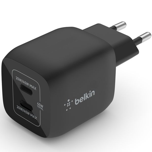 Belkin ﻿Adaptateur Boost↑Charge™ GaN Pro 2 ports - USB-C - 45 W - Noir