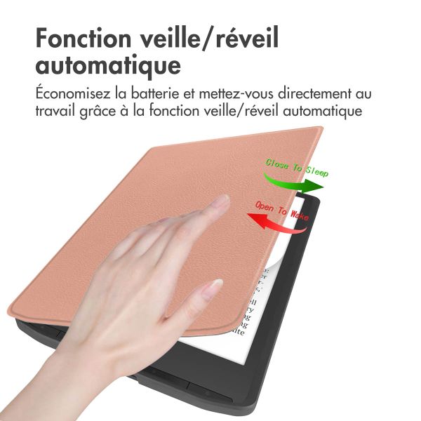 imoshion Étui de liseuse portefeuille Slim Soft Pocketbook InkPad Color 3 / InkPad 4 - Rose Doré