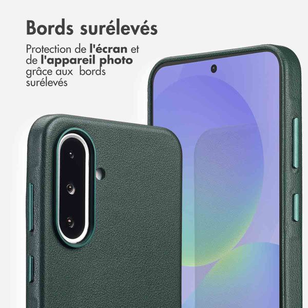 Accezz Coque arrière en cuir avec MagSafe Samsung Galaxy A36 / A56 - Cedar Green