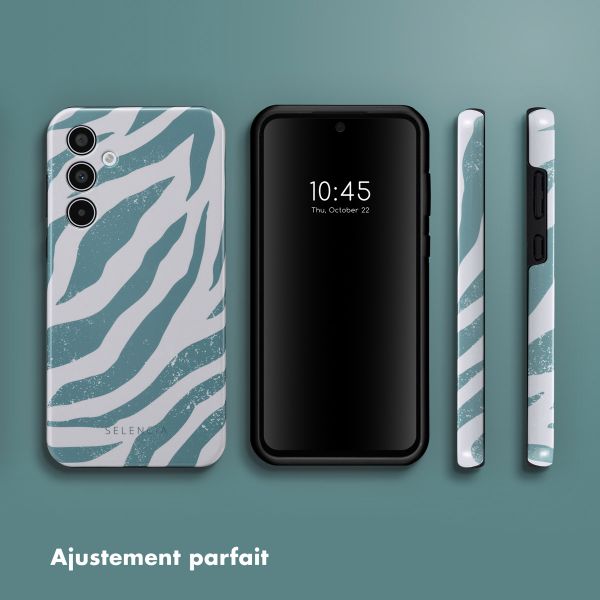 Selencia Coque arrière Vivid Samsung Galaxy A35 - Colorful Zebra Pine Blue