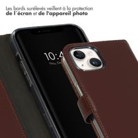 Selencia Étui portefeuille en cuir véritable Apple iPhone 15 - Marron