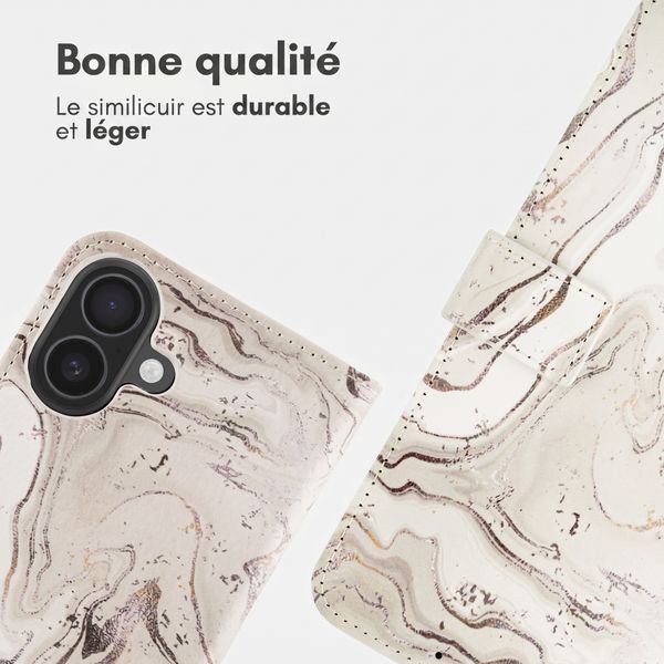 imoshion Étui de télephone portefeuille Design Apple iPhone 16 - Sandy Marble