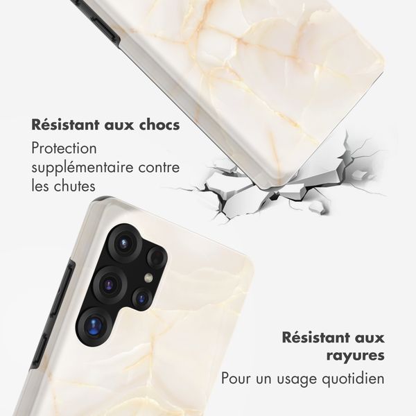 Selencia Coque arrière Vivid avec MagSafe Samsung Galaxy S25 Ultra - Golden Beige Marble