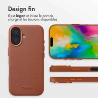 Accezz Coque arrière en cuir avec MagSafe iPhone 16 - Sienna Brown