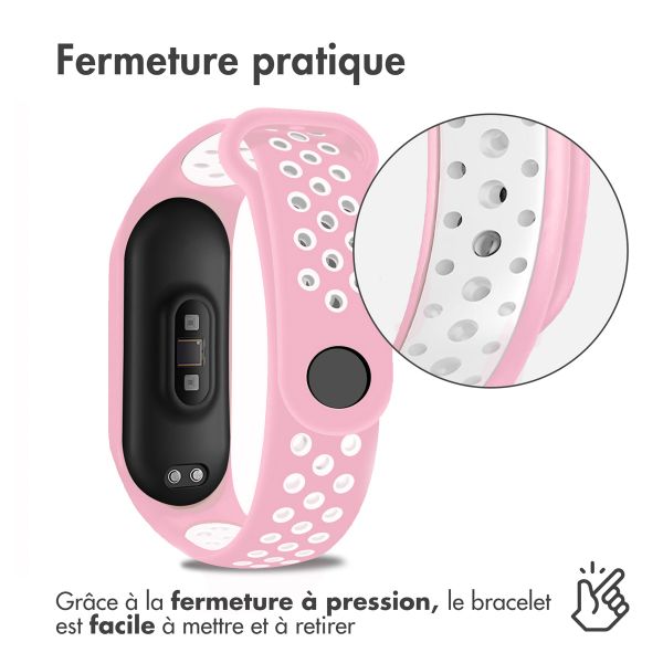 imoshion Bracelet sportif en silicone Xiaomi Mi Band 3 / 4 - Rose / Blanc