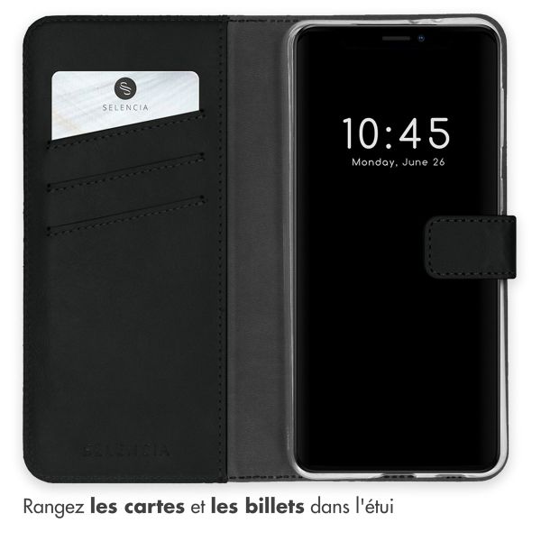 Selencia Étui portefeuille en cuir véritable Apple iPhone 13 - Noir
