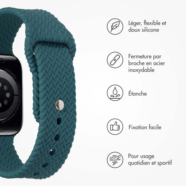 imoshion Bracelet tressé en silicone Apple Watch Series 1 t/m 9 / SE (38/40/41 mm) | Series 10 / 11 (42 mm) - Vert foncé