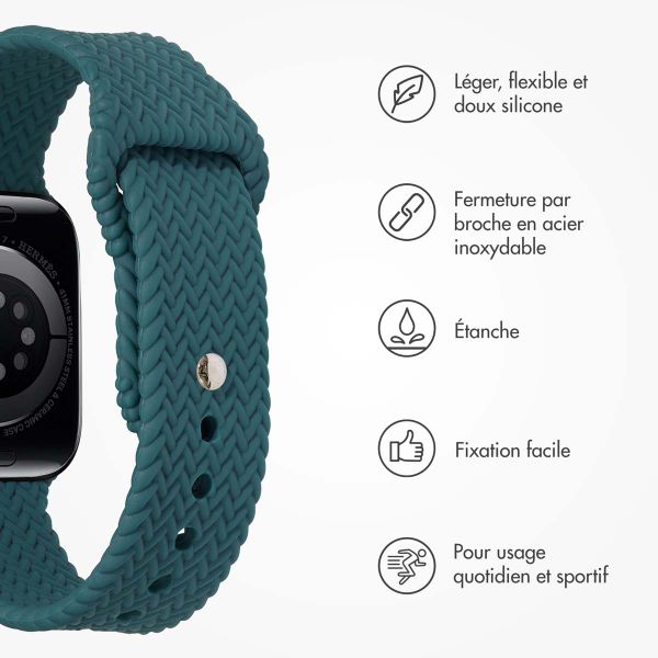 imoshion Bracelet en silicone tressé Apple Watch Series 1 à 9 / SE (38/40/41 mm) | Series 10 (42 mm) - Vert foncé