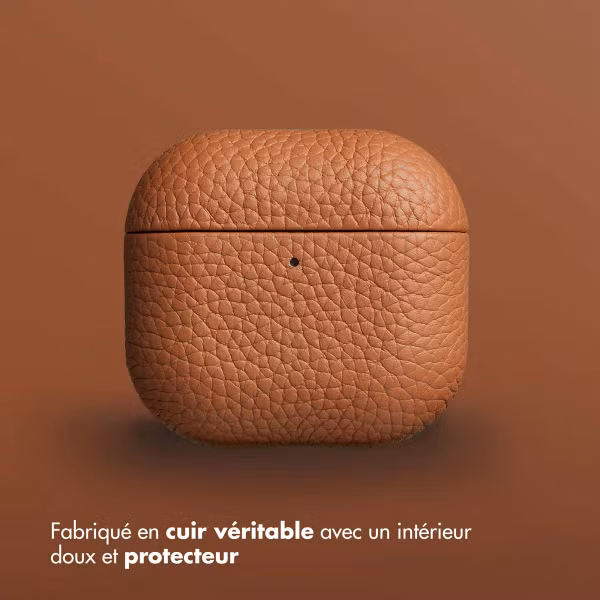 Accezz Coque en Cuir véritable Apple AirPods 4 - Cognac