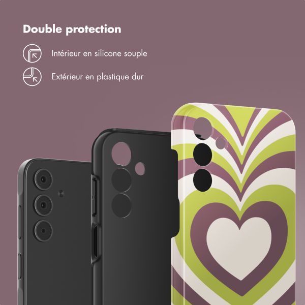 Selencia Coque arrière Vivid Tough Samsung Galaxy A15 (5G/4G) - Double Hearts Plum Fern