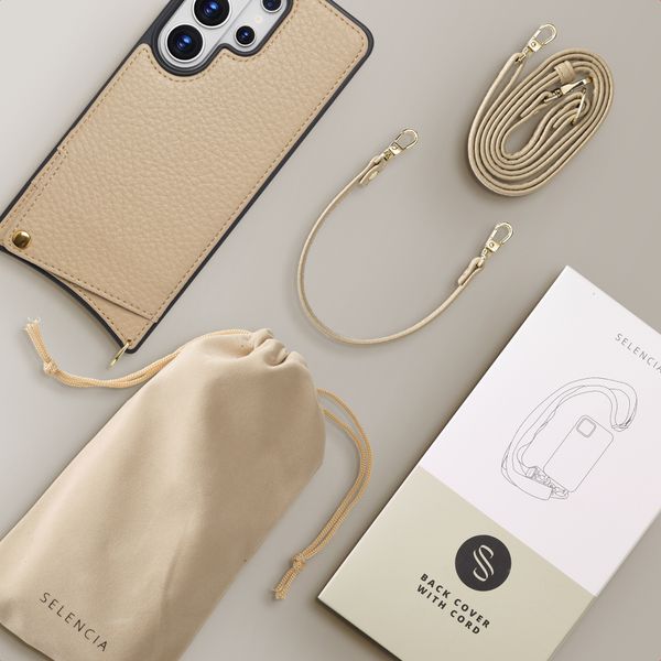 Selencia Coque de télephone Nova avec cordon et porte-cartes Samsung Galaxy S26 Ultra - Beige