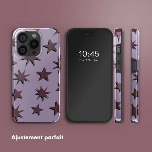 Selencia Coque arrière Vivid Tough avec MagSafe iPhone 15 Pro - Stars Plum Lilac