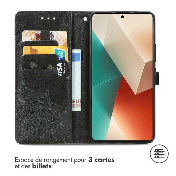 imoshion Etui de téléphone portefeuille Mandala Xiaomi Redmi Note 13 (5G) - Noir