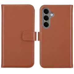 Selencia Étui portefeuille en cuir véritable Samsung Galaxy S25 Plus - Marron clair