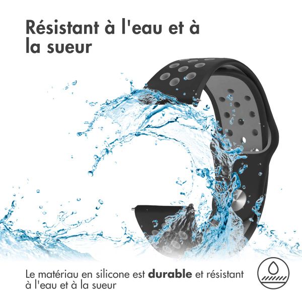 imoshion Bracelet sportif en silicone - Connexion universelle de 22 mm - Noir / Gris