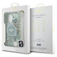 Guess MagSafe IML Flowers Case avec beads strap Apple iPhone 16 Pro Max - Green