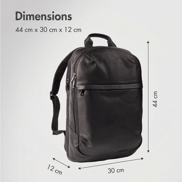 Accezz Leather Sac à dos ordinateur 16 pouces - Noir