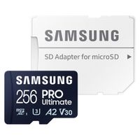 Samsung PRO Ultimate microSD - 256GB - Inclus un adaptateur SD - UHS-I/U3/Full HD/4K UHD