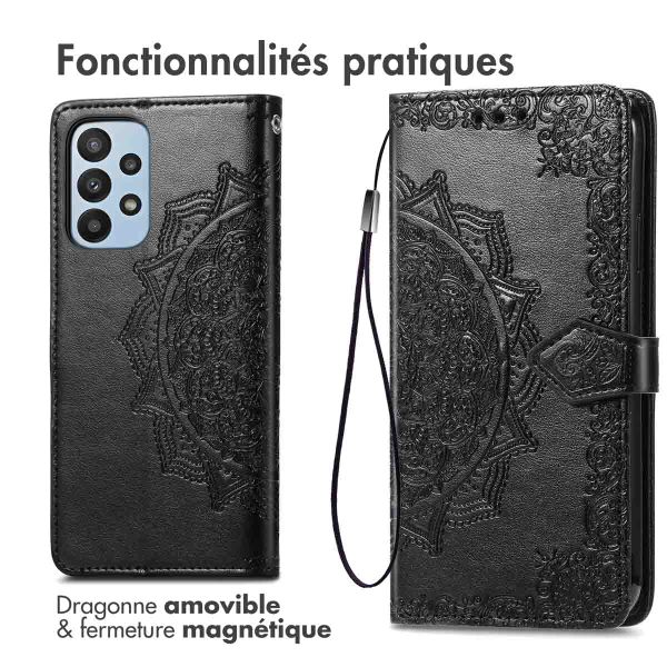 imoshion Etui de téléphone portefeuille Mandala Samsung Galaxy A23 (5G) - Noir