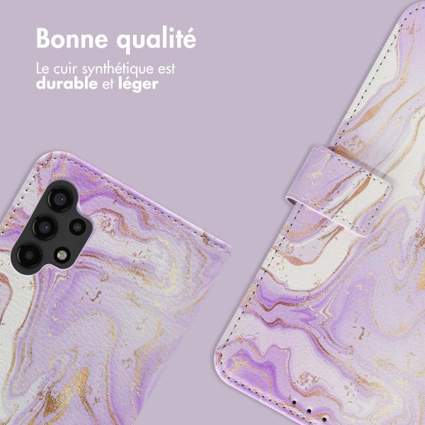 imoshion Étui de télephone portefeuille Design Samsung Galaxy A13 (4G) - Purple Marble