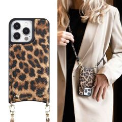 Selencia Coque arrière avec cordon et porte-cartes Nova iPhone 13 Pro - Leopard