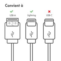 imoshion ﻿Câble Lightning vers USB - Non MFi - Textile tressé - 2 mètre - Blanc