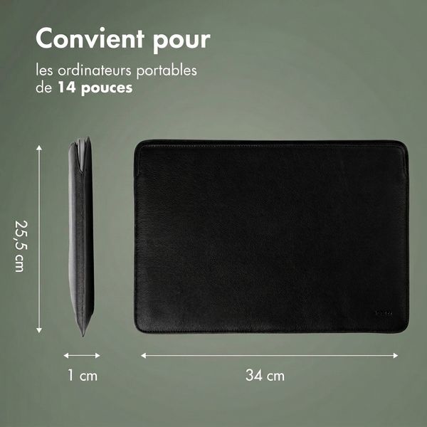 Accezz Leather Pochette ordinateur Apple MacBook 14 pouces - Noir