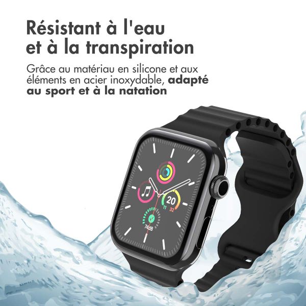 imoshion Bracelet Athletic en silicone Apple Watch Series 1 t/m 9 / SE (38/40/41 mm) | Series 10 / 11 (42 mm) - Noir