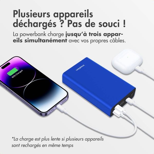 imoshion Ultra Series Aluminium | Batterie externe 20.000 mAh - Charge rapide jusqu'à 33 watts - Bleu Cobalt