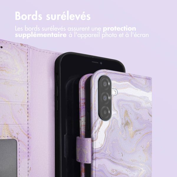 imoshion Étui de téléphone portefeuille Design Samsung Galaxy A26 - Purple Marble