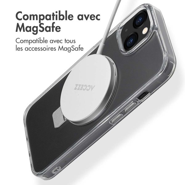 Accezz Coque Ring Stand avec MagSafe iPhone 13 - Transparent