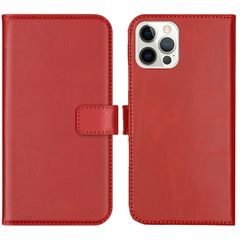 Selencia Étui portefeuille en cuir véritable iPhone 12 (Pro) - Rouge