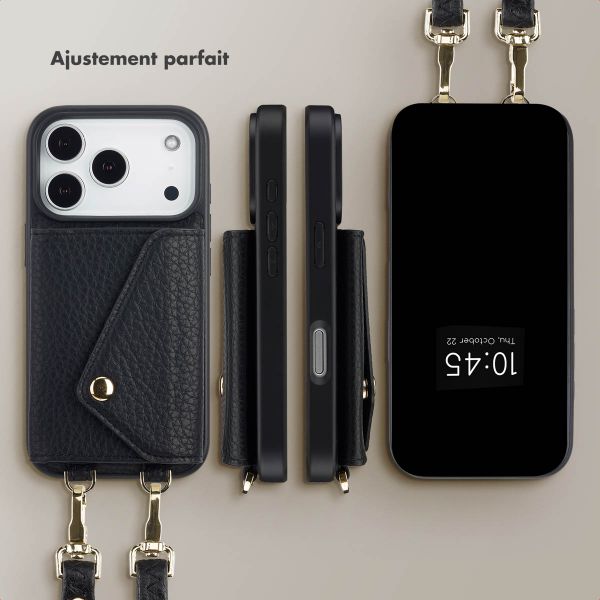 Selencia Coque de télephone Sera avec cordon et porte-cartes enveloppe Apple iPhone 17 Pro - Noir