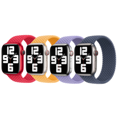Apple 4 Pack Apple Bracelet Solo tressé Apple Watch| 38/40/41/42 mm - Taille 4 - (PRODUCT)RED / Maize / Lavender / Storm Blue