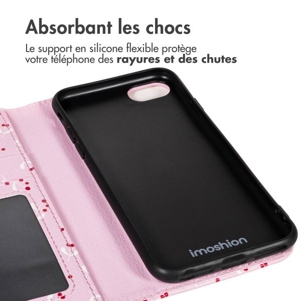 imoshion Étui de télephone portefeuille Design Apple iPhone SE (2022 / 2020) / 8 / 7 / 6(s) - Blush Berries