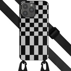 Selencia Coque design en silicone avec cordon amovible Apple iPhone 15 Pro Max - Irregular Check Black
