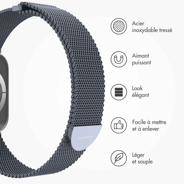 imoshion Bracelet magnétique milanais Apple Watch Series 1 - 11 / SE / Ultra (44/45/46/49 mm) - Taille S - Gris foncé