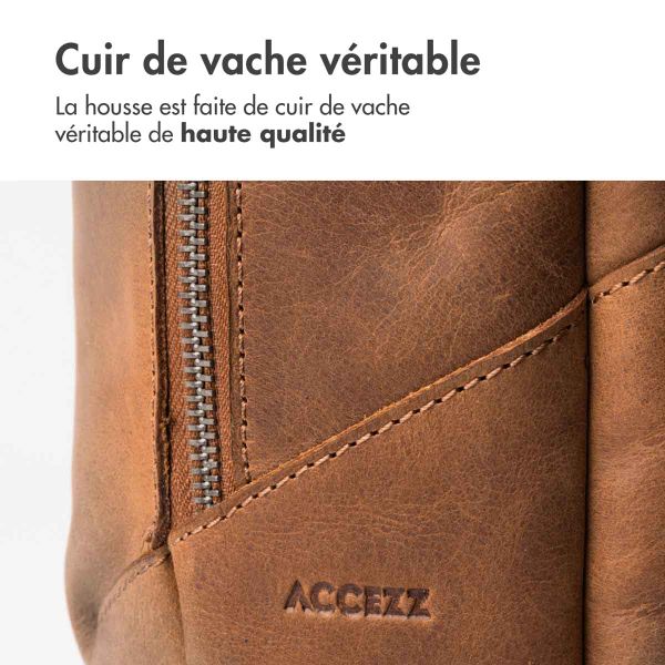 Accezz Leather Sac à dos ordinateur 16 pouces - Cognac