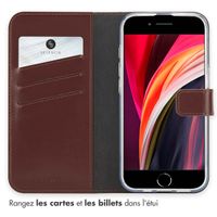 Selencia Étui portefeuille en cuir véritable iPhone 16e - Marron