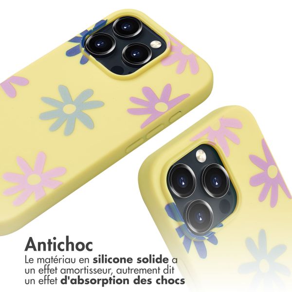 imoshion Coque design en silicone avec cordon Apple iPhone 16 Pro Max - Yellow Flower Distance