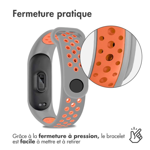 imoshion Bracelet sportif en silicone Xiaomi Mi Band 5 / 6 - Gris / Orange