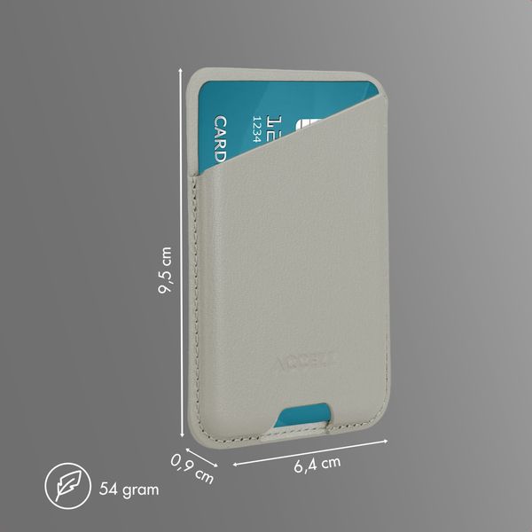 Accezz Porte-cartes en cuir magnétique - Compatible avec Apple Find My - Light Grey