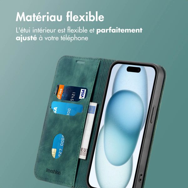 imoshion Étui de téléphone portefeuille Slim Apple iPhone 15 - Vert