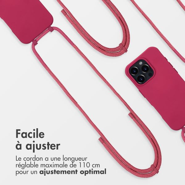 imoshion Coque arrière Color avec cordon amovible et MagSafe Apple iPhone 16 Pro Max - Raspberry