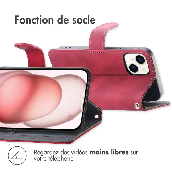 imoshion Etui de téléphone portefeuille avec cordon iPhone 15 - Rouge