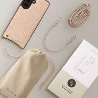 Selencia Coque de télephone Nova Croco avec cordon et porte-cartes Samsung Galaxy A57 (5G) - Beige