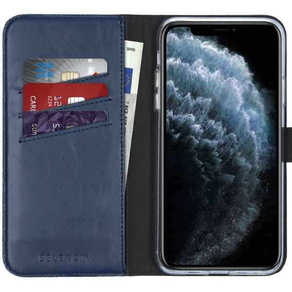 Selencia Étui portefeuille en cuir véritable Apple iPhone 11 Pro Max - Bleu