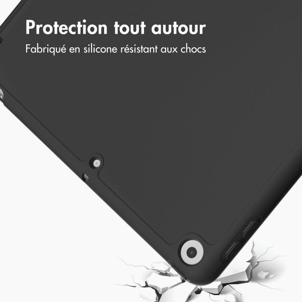 Accezz Étui de téléphone portefeuille Smart Silicone iPad 9 (2021) 10.2 / iPad 8 (2020) 10.2 / iPad 7 (2019) 10.2 - Noir